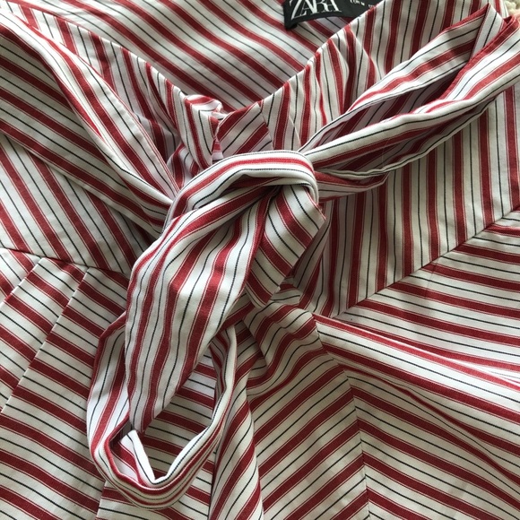 Zara tie wrap asymmetrical striped mini skirt - Picture 7 of 8